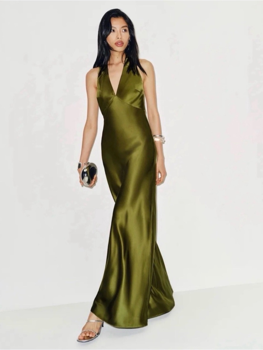 REFORMATION Daniela Silk Dress in Pear 2P
